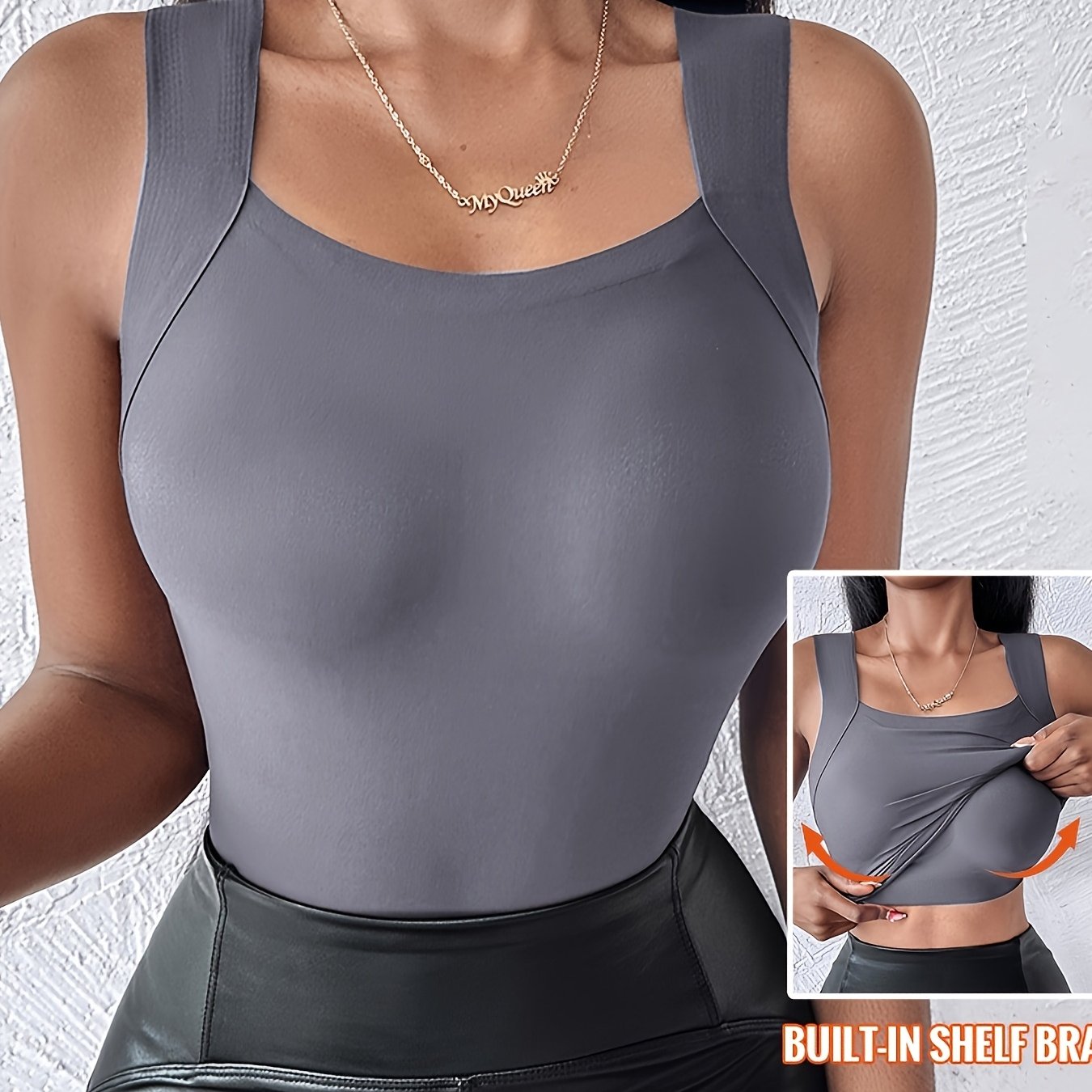 CHICME Dames Naadloze Vierkante Hals Camisole Top - Slim Fit, Lift, Stretchy & Ademend Vezel voor Alle Seizoenen, Effen Kleur, Versatile Layering Piece, Allseason Camisole | Sleek Formfitting | Smooth Texture