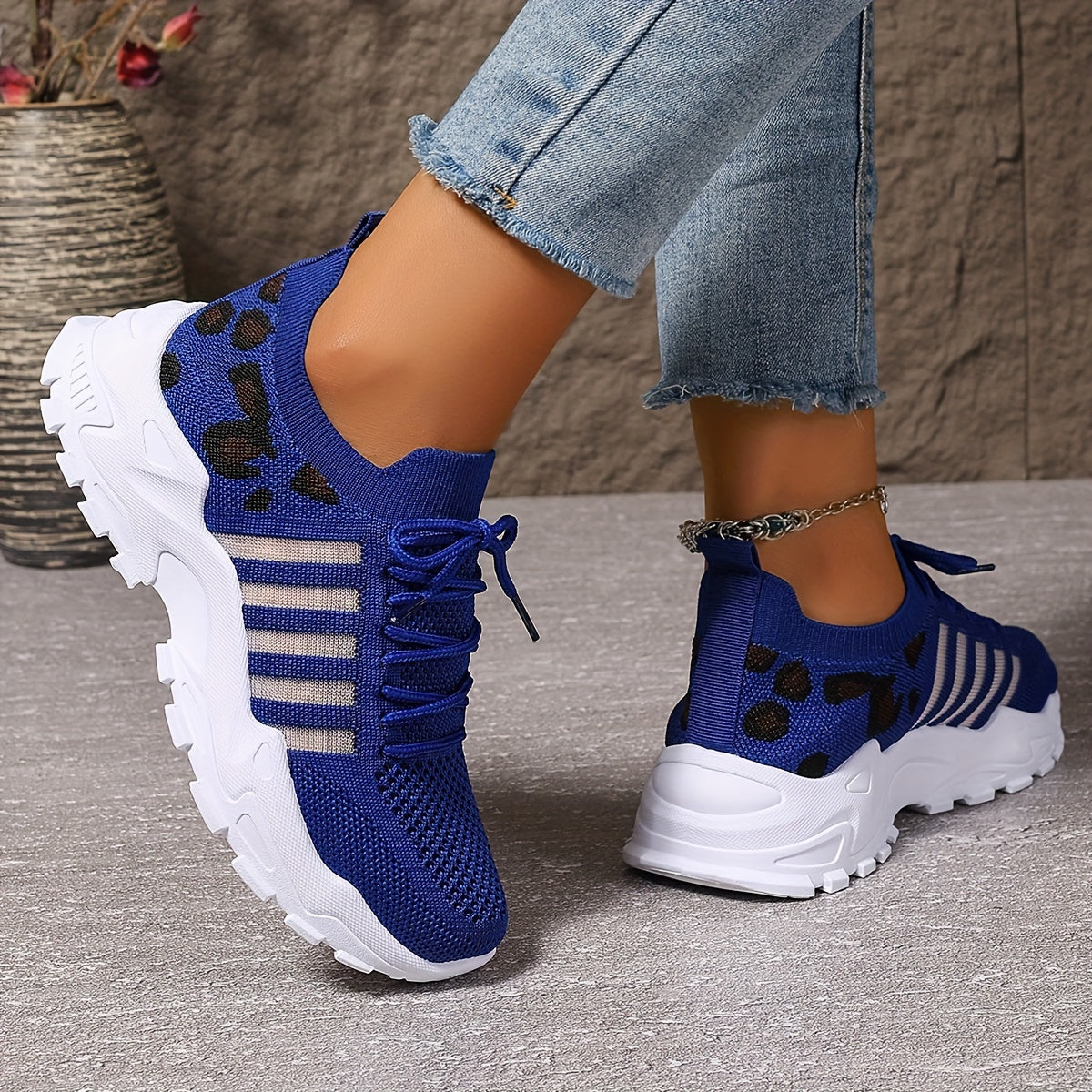 Nora™ | Trendy Platform Sneakers met Mesh & Print