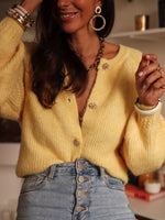 Dames Elegante Beige & Goudkleurig Diamantknoop Blazer Trui Jas - Lange Mouwen Ronde Hals, Hoog Elastisch Seizoenjas voor Casual en Formele Kleding, Wasmachinebestendig (Kantoor, Bruiloft, Feest), Herfstkleding voor Vrouwen, Herfstkleding voor Vrouwen, Da