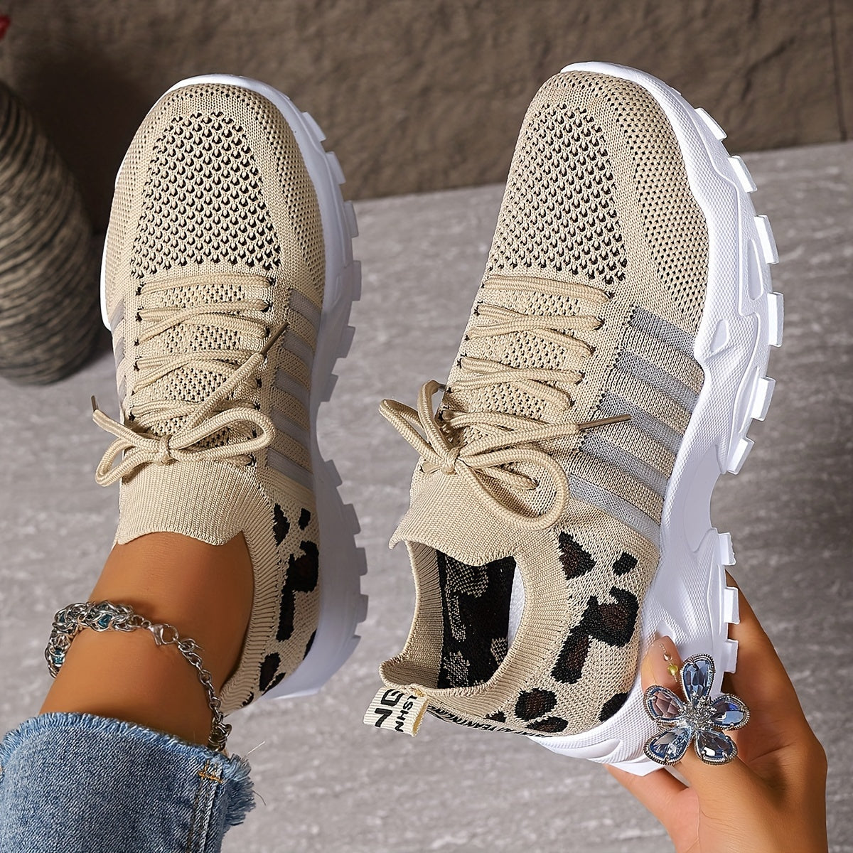 Nora™ | Trendy Platform Sneakers met Mesh & Print