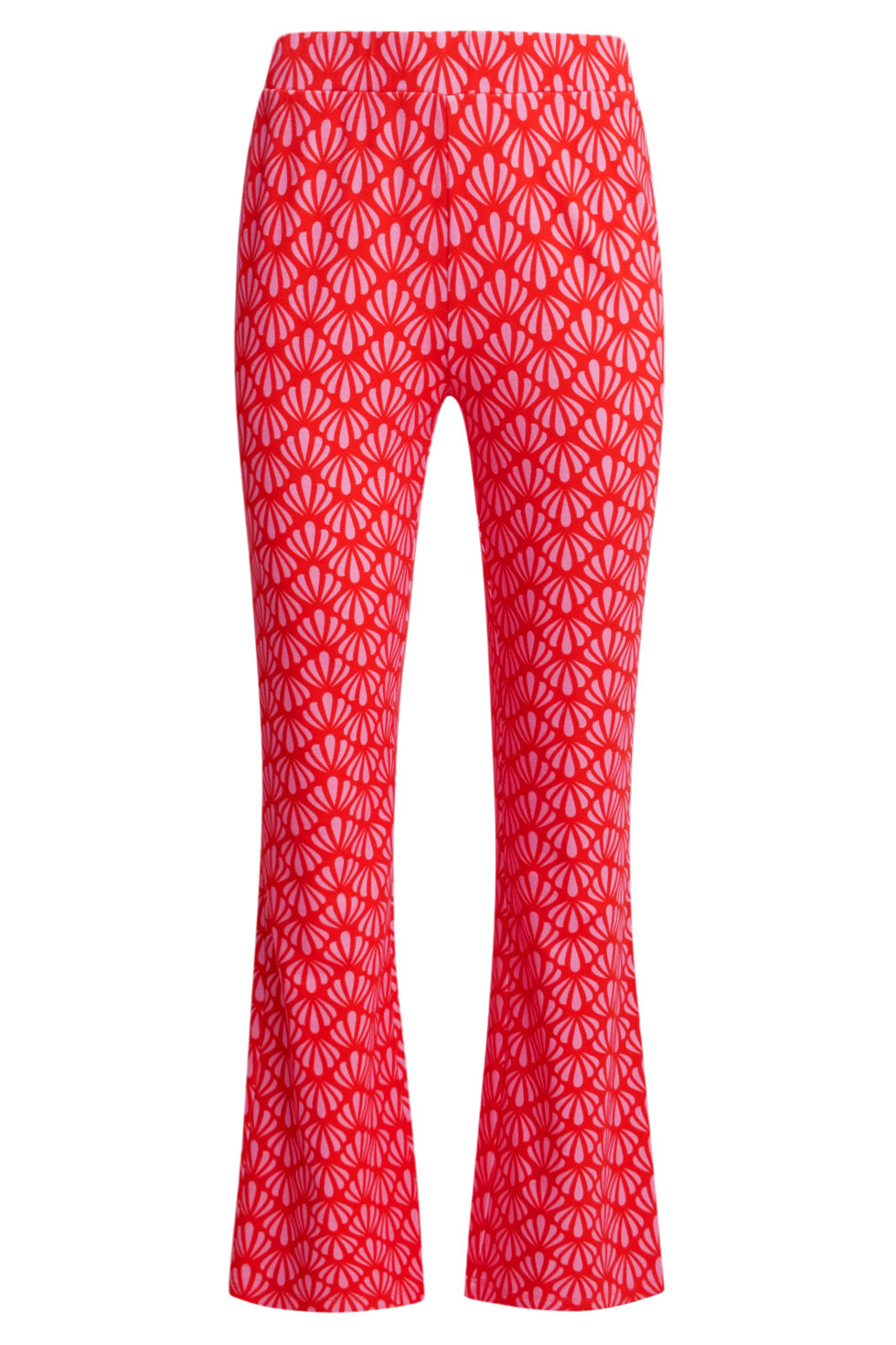 25041 Flared Leggings Met  Schelpenprint | Red - Pink