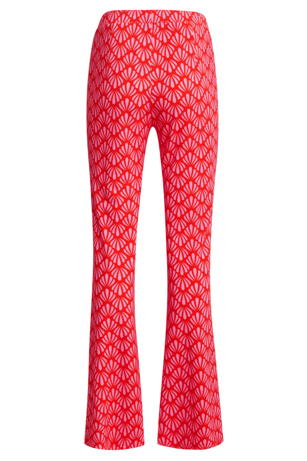 25041 Flared Leggings Met  Schelpenprint | Red - Pink