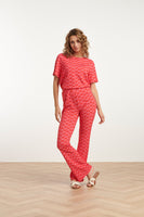 25041 Flared Leggings Met  Schelpenprint | Red - Pink