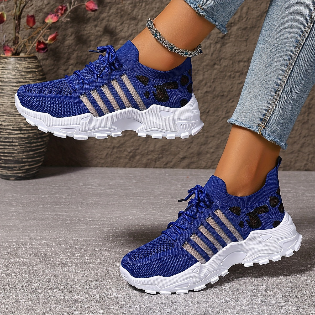 Nora™ | Trendy Platform Sneakers met Mesh & Print