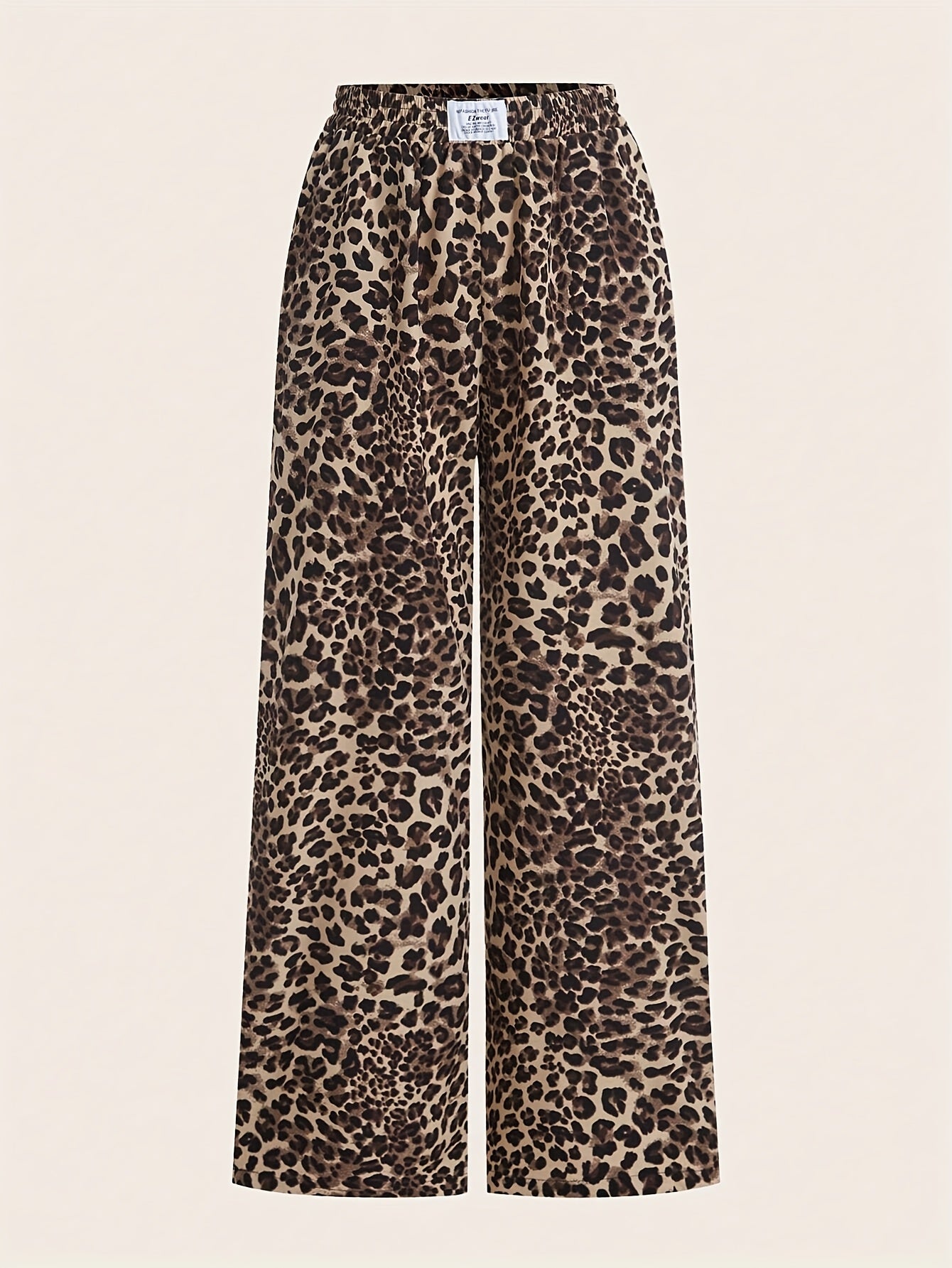 2 paar dames wide leg broeken - Zwart & Luipaardprint broeken, All-Season casual broeken met elastische tailleband, Non-stretch stof voor dagelijkse & formele outfits, veelzijdige kleding, stijlvolle broeken, fashionistas