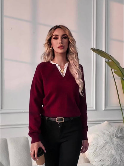 Zara™ | Medium Stretch V-hals Trui met Verfijnde Stijl