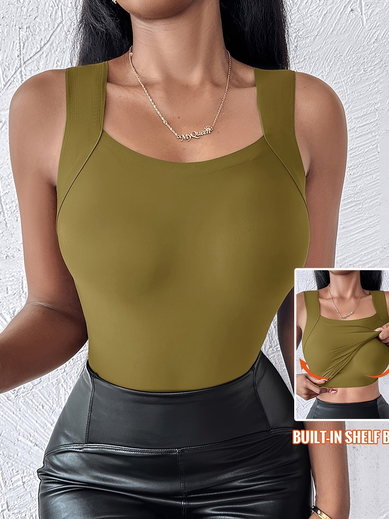 CHICME Dames Naadloze Vierkante Hals Camisole Top - Slim Fit, Lift, Stretchy & Ademend Vezel voor Alle Seizoenen, Effen Kleur, Versatile Layering Piece, Allseason Camisole | Sleek Formfitting | Smooth Texture