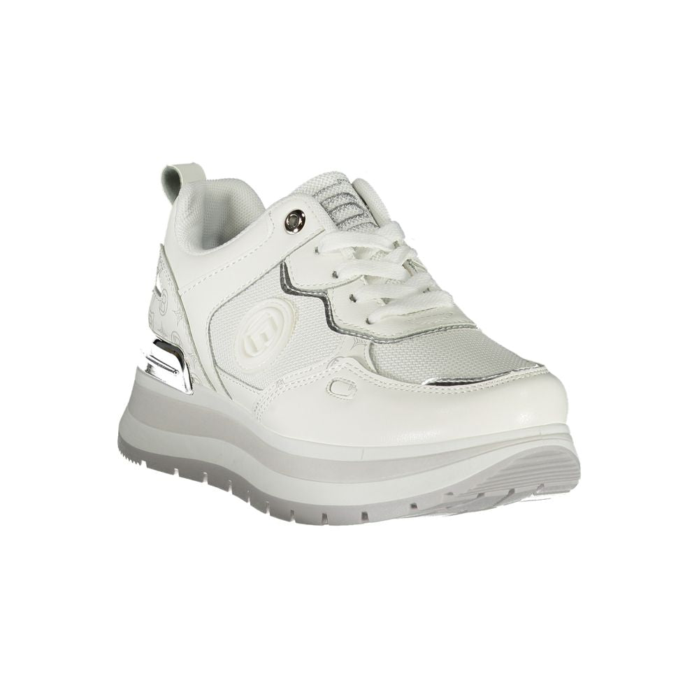 White Polyester Women Sneaker
