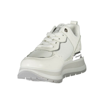 White Polyester Women Sneaker