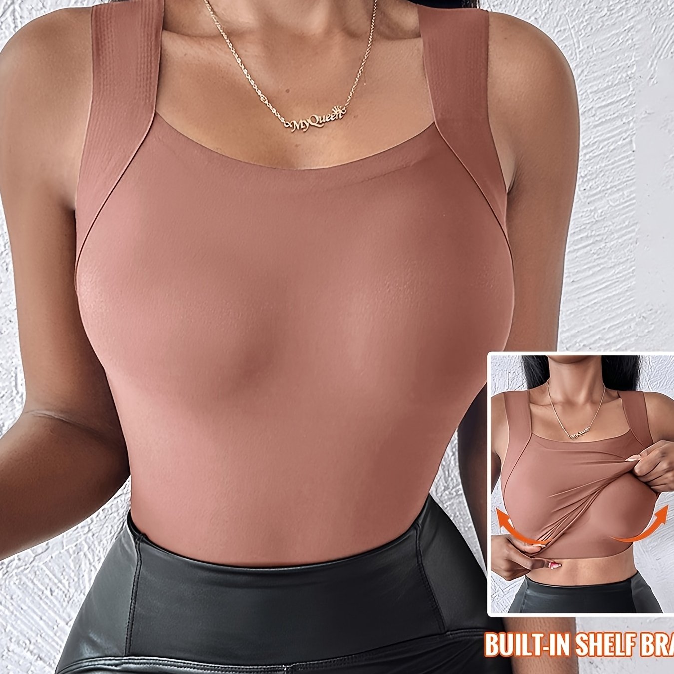 CHICME Dames Naadloze Vierkante Hals Camisole Top - Slim Fit, Lift, Stretchy & Ademend Vezel voor Alle Seizoenen, Effen Kleur, Versatile Layering Piece, Allseason Camisole | Sleek Formfitting | Smooth Texture