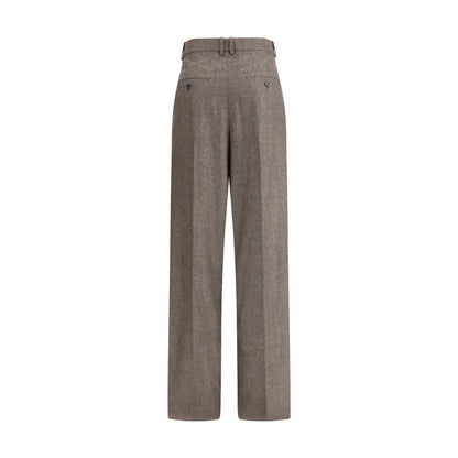 Wool Herringbone pattern wide leg Pants