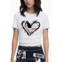 White Cotton Women T-Shirt