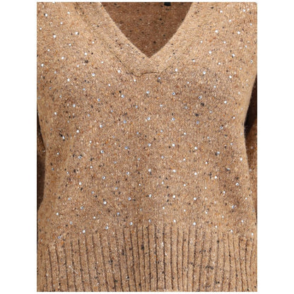 V-neck Sweater with rhinestones