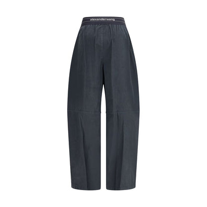 Trousers with elastic waistband and contrasting jacquard logo