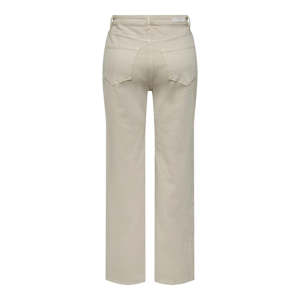 Beige Cotton Relaxed Fit Jean