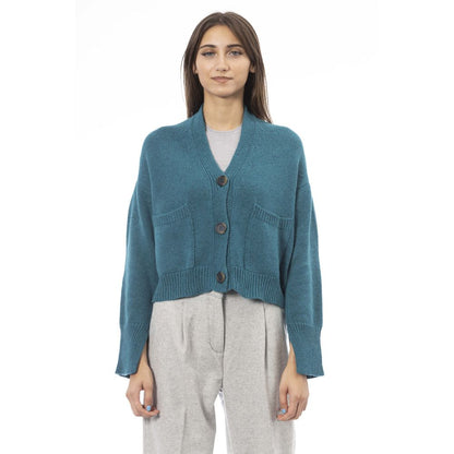 Teal Merino Wool Cardigan