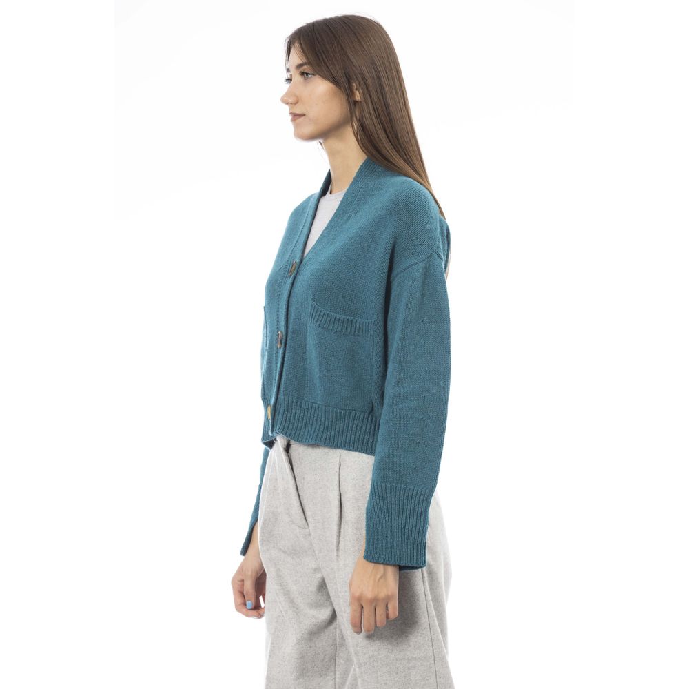 Teal Merino Wool Cardigan