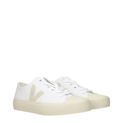 White Fabric Low Tops