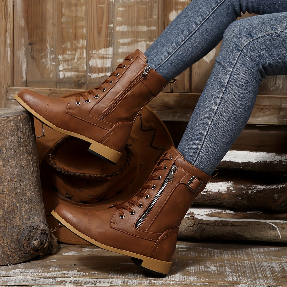 Olivia™ | Elegante Enkellaarsjes met Rubberen Zool en Rits