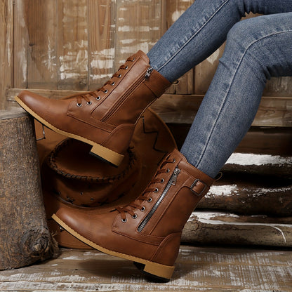 Olivia™ | Elegante Enkellaarsjes met Rubberen Zool en Rits