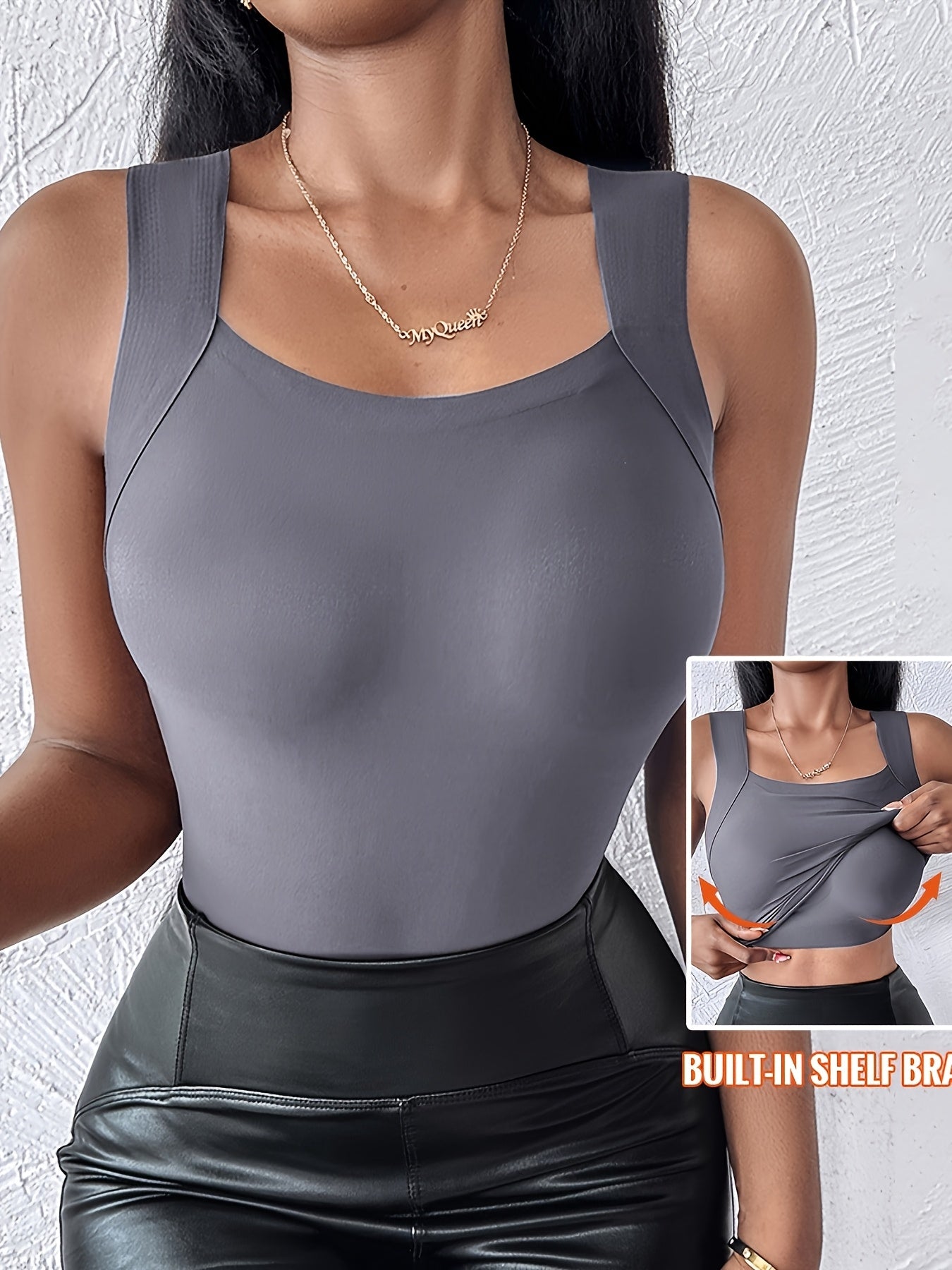 CHICME Dames Naadloze Vierkante Hals Camisole Top - Slim Fit, Lift, Stretchy & Ademend Vezel voor Alle Seizoenen, Effen Kleur, Versatile Layering Piece, Allseason Camisole | Sleek Formfitting | Smooth Texture