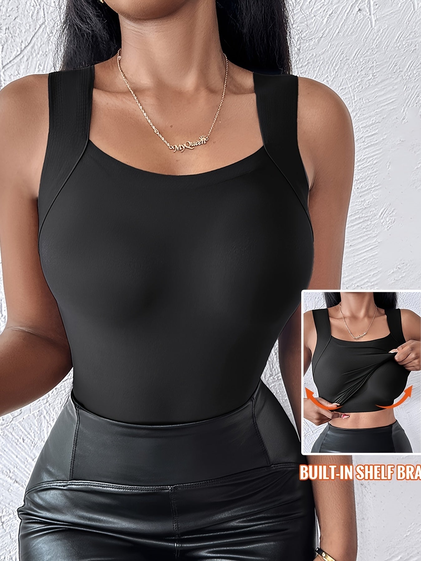 CHICME Dames Naadloze Vierkante Hals Camisole Top - Slim Fit, Lift, Stretchy & Ademend Vezel voor Alle Seizoenen, Effen Kleur, Versatile Layering Piece, Allseason Camisole | Sleek Formfitting | Smooth Texture